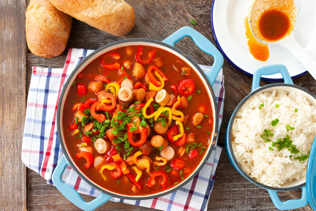 Easy Dinner Ideas for Two one-pot sausage and peppers rice cooker meal